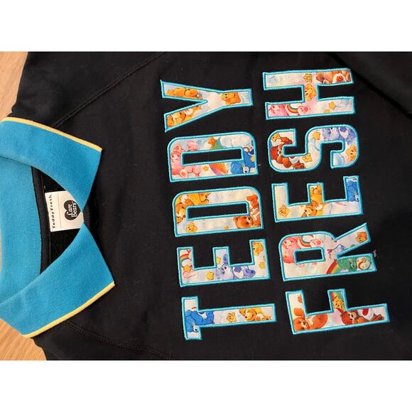 Teddy Fresh x Care Bears Collared Sweatshirt Women’s small Black Embroidered - Picture 2 of 5